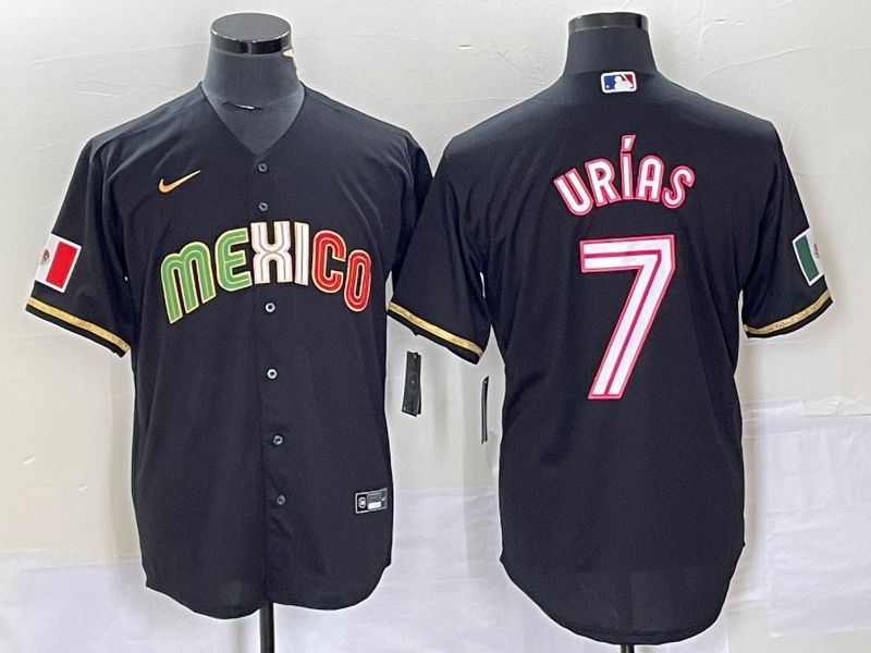 Men 2023 World Cub Mexico 7 Urias Black pink Nike MLB Jersey28